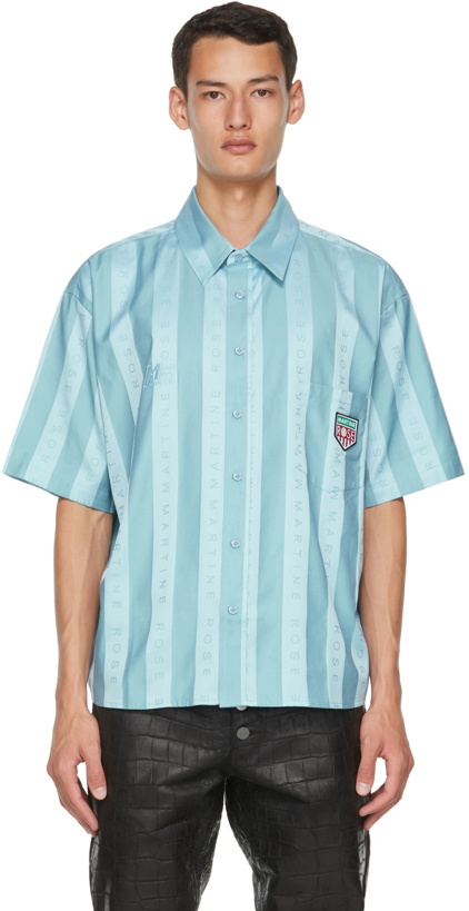 Photo: Martine Rose Blue Duel Striped Logo Short Sleeve Shirt
