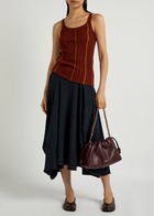 High Aubrey Draped Stretch-jersey Midi Skirt Dark Blue