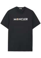 Moncler Logo-print and Appliquéd Cotton T-shirt Navy