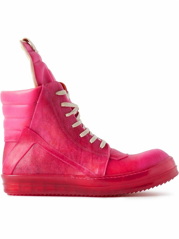 Photo: Rick Owens - Geobasket Leather and Rubber High-Top Sneakers - Pink