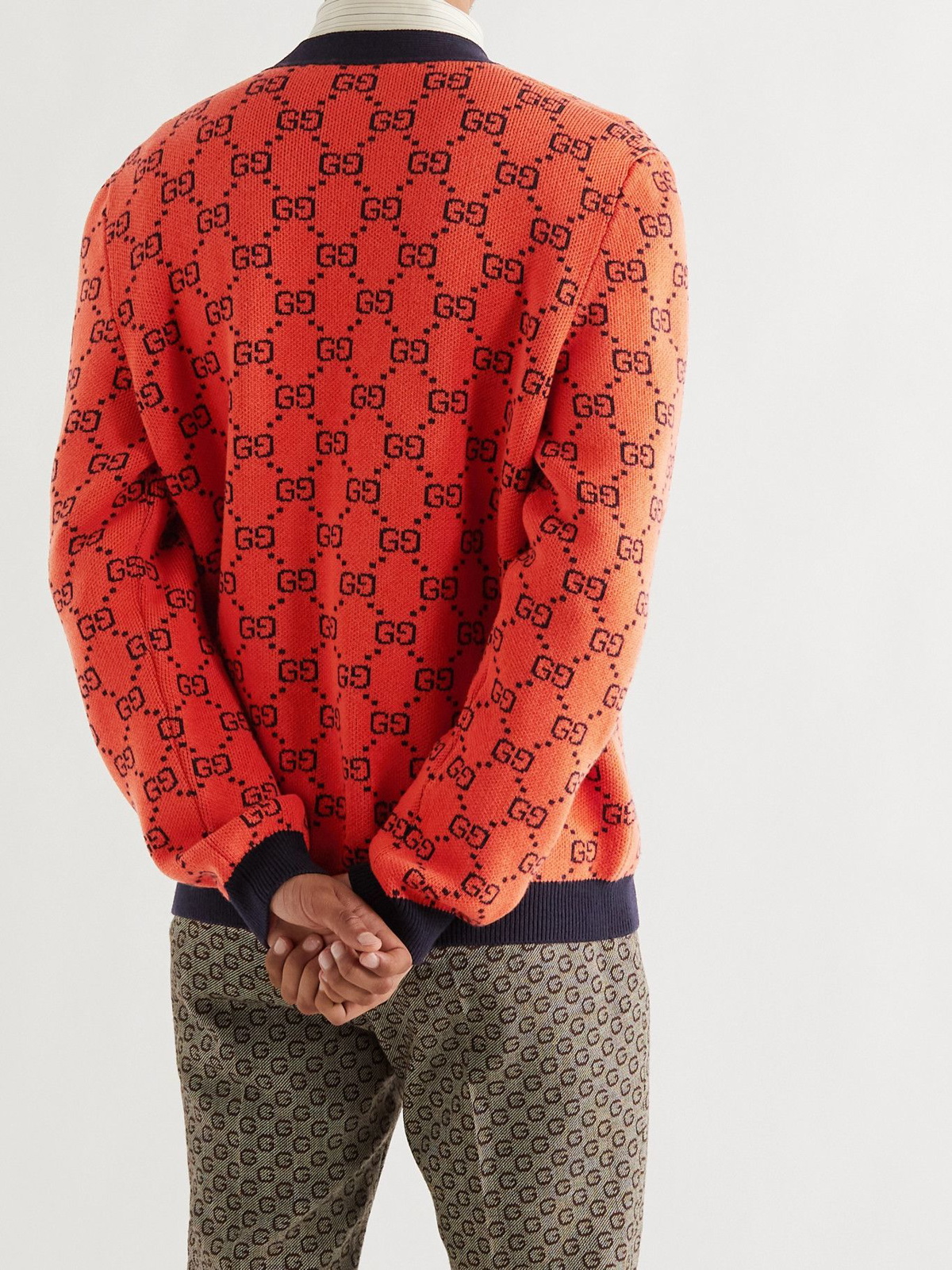 GUCCI Logo-Jacquard Wool-Blend Cardigan for Men