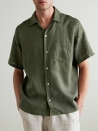 Kingsman - Drake's Convertible-Collar Linen Shirt - Green
