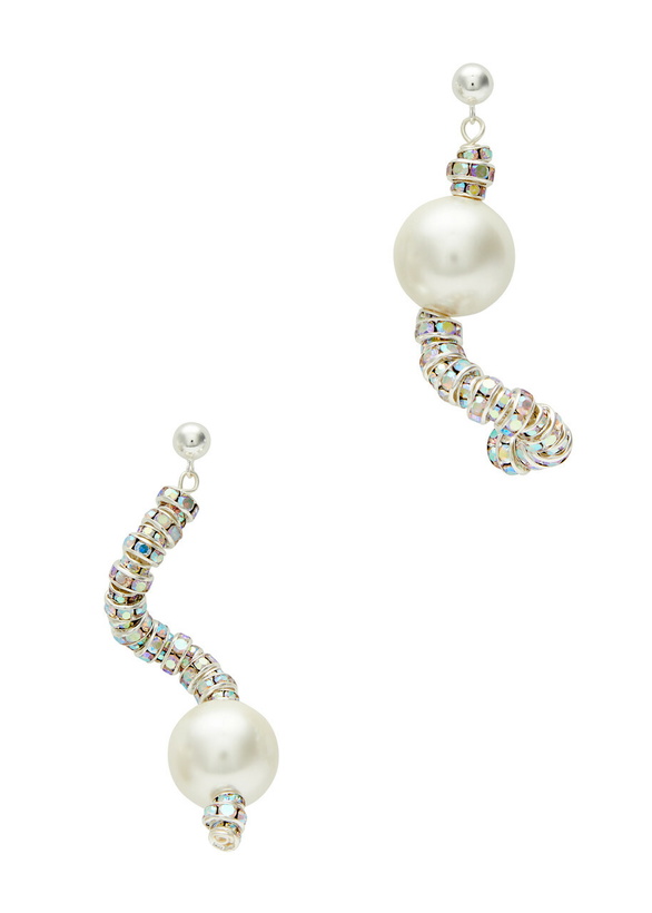 Photo: Pearl Octopuss.y Diamond Snakes Silver-plated Drop Earrings - One Size