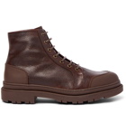 Brunello Cucinelli - Shearling-Lined Leather and Nubuck Boots - Brown
