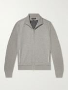 Loro Piana - Suede-Trimmed Cashmere-Blend Zip-Up Cardigan - Gray