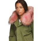 Mr and Mrs Italy Green and Pink Interior Quilt Fur Jacket