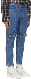 Juun.J Blue Washed Denim Velcro Jeans