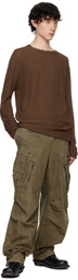 DEVOA Brown Long Sleeve Knit T-shirt