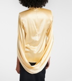 Mugler Draped silk-blend satin top