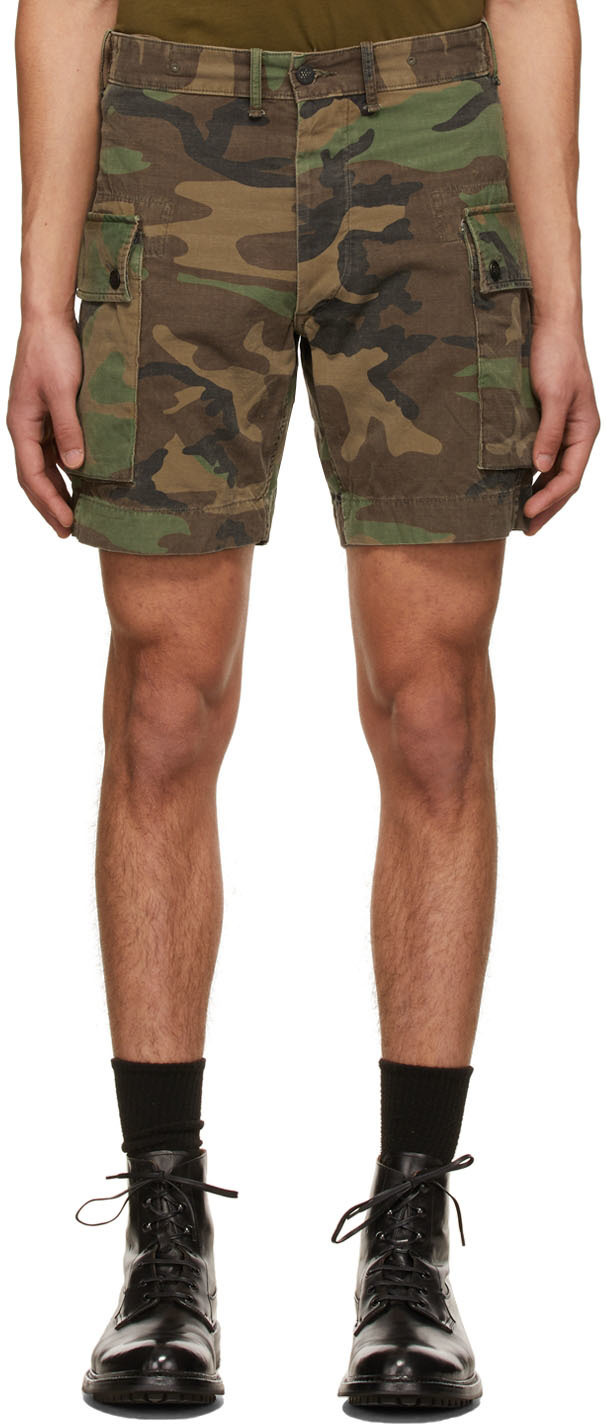 RRL Brown Camo Ripstop Cargo Shorts RRL