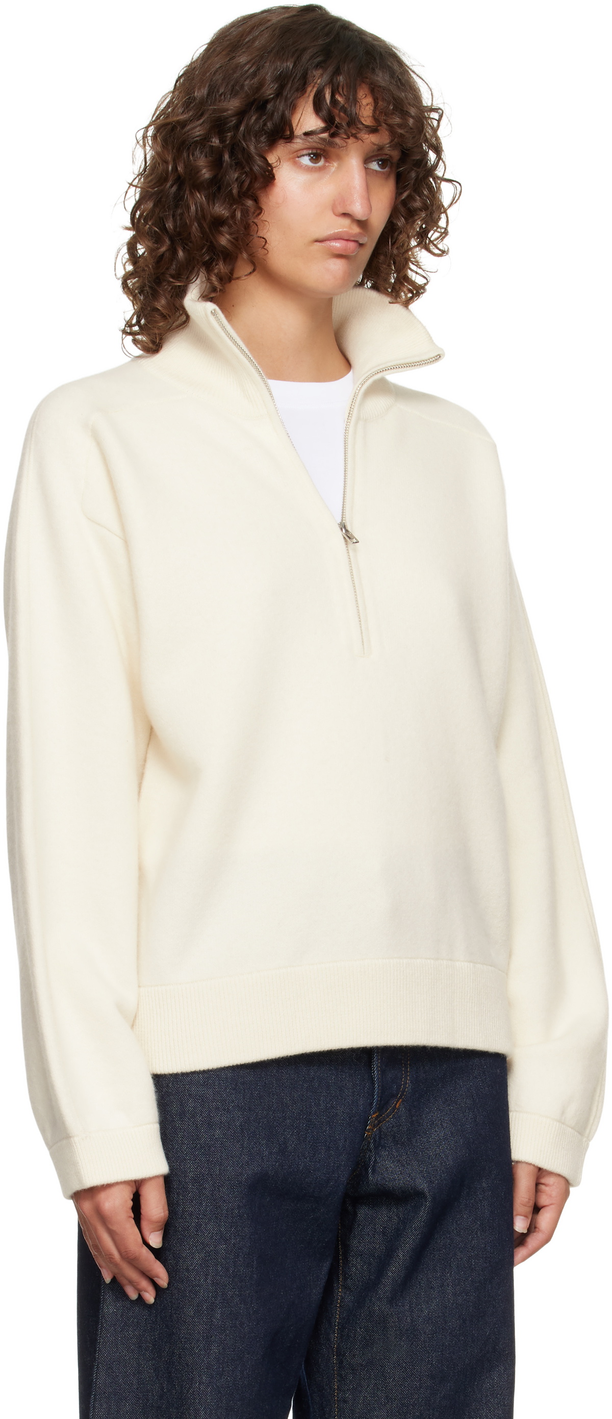 Loulou de Saison Off-White Dries Cashmere Zipped Sweater