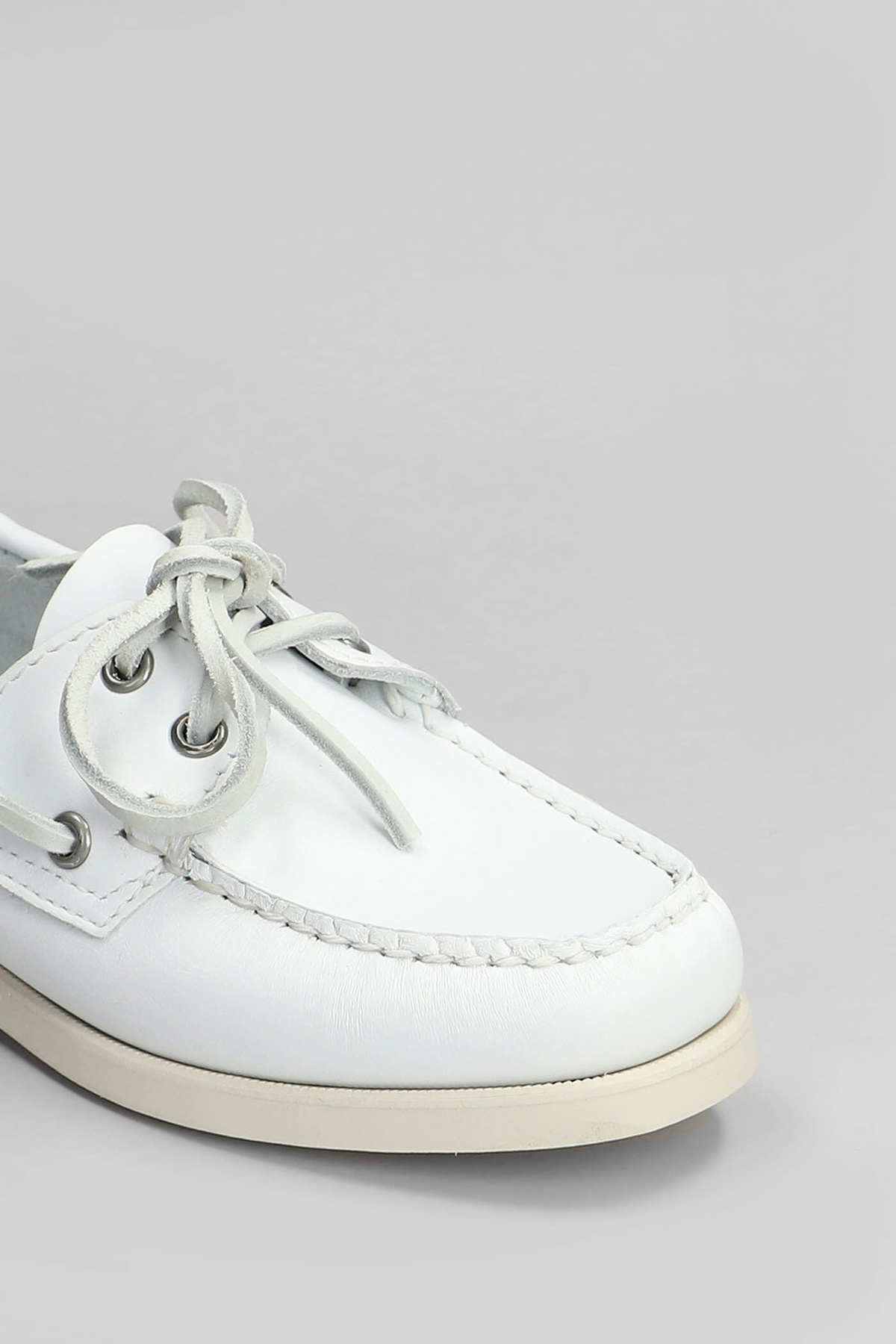 Sebago Portland Loafers In White Leather