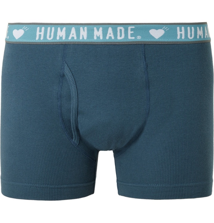 Photo: Human Made - Two-Pack Ribbed Cotton Boxer Briefs - Blue