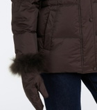Yves Salomon Set of calf-hair trimmed down jacket and gloves