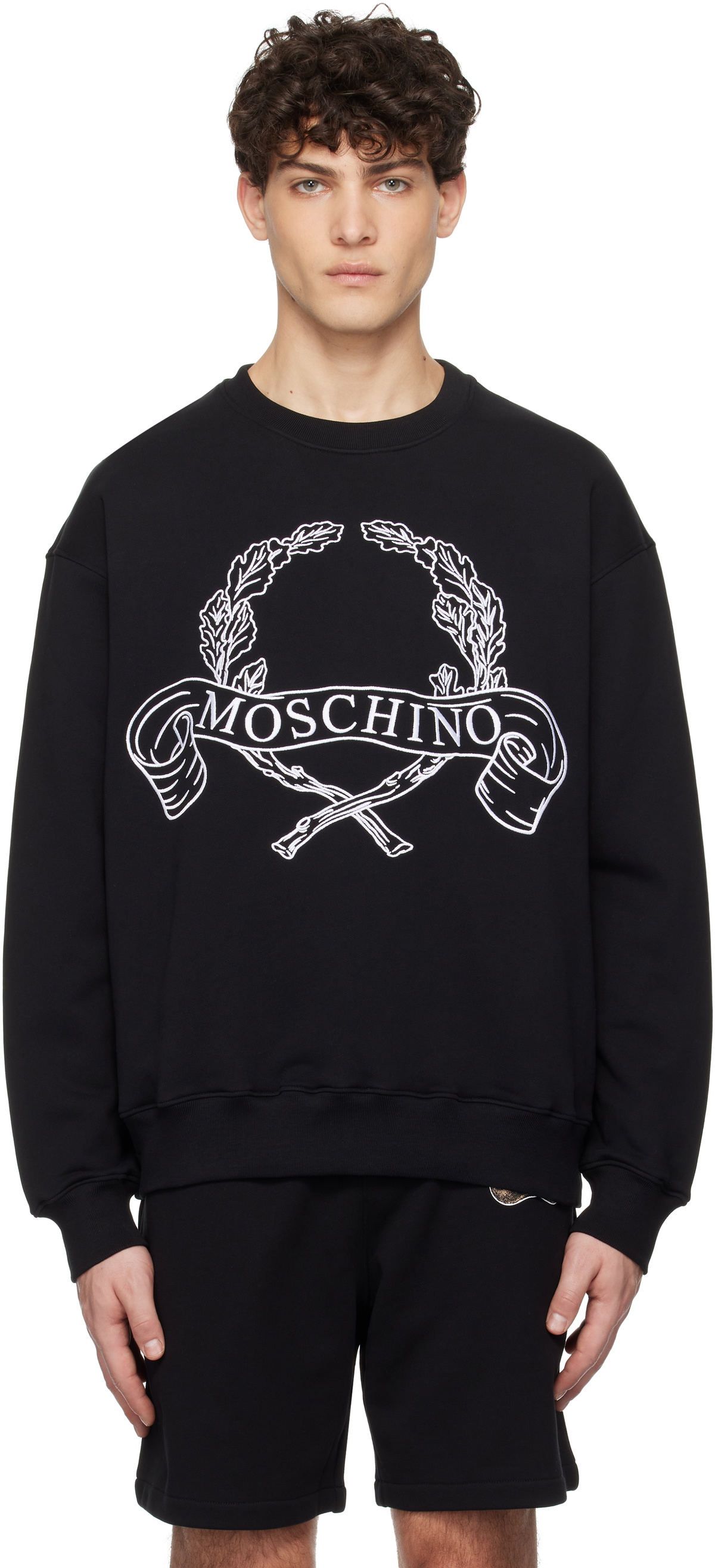 Moschino Black Laurel Crown Logo Sweatshirt