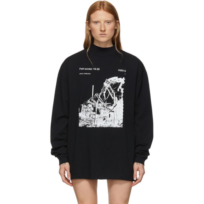 Off-White Black and White Ruined Factory Long Sleeve T-Shirt Off-White