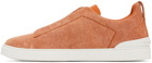 ZEGNA Orange Triple Stitch Sneakers