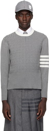 Thom Browne Gray 4-Bar Sweater