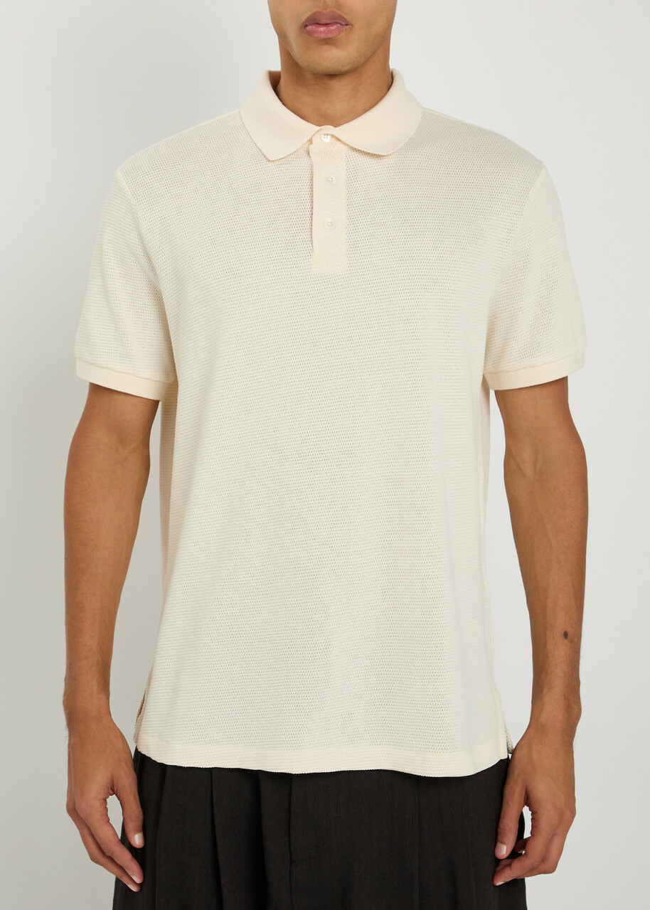 Polo Ralph Lauren Piqué-knit Cotton-blend Polo Shirt Cream