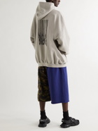 BALENCIAGA - Oversized Logo-Print Cotton-Jersey Hoodie - Gray