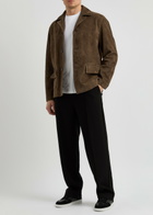 Frame Panelled Suede Jacket Brown