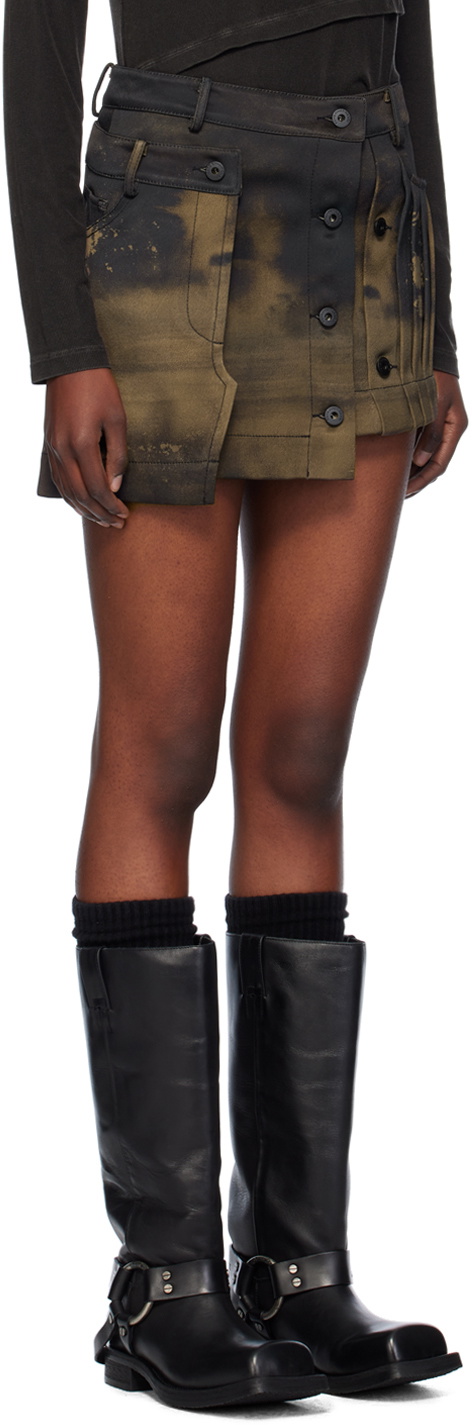 Feng Chen Wang Brown Gradient Printed Cargo Miniskirt
