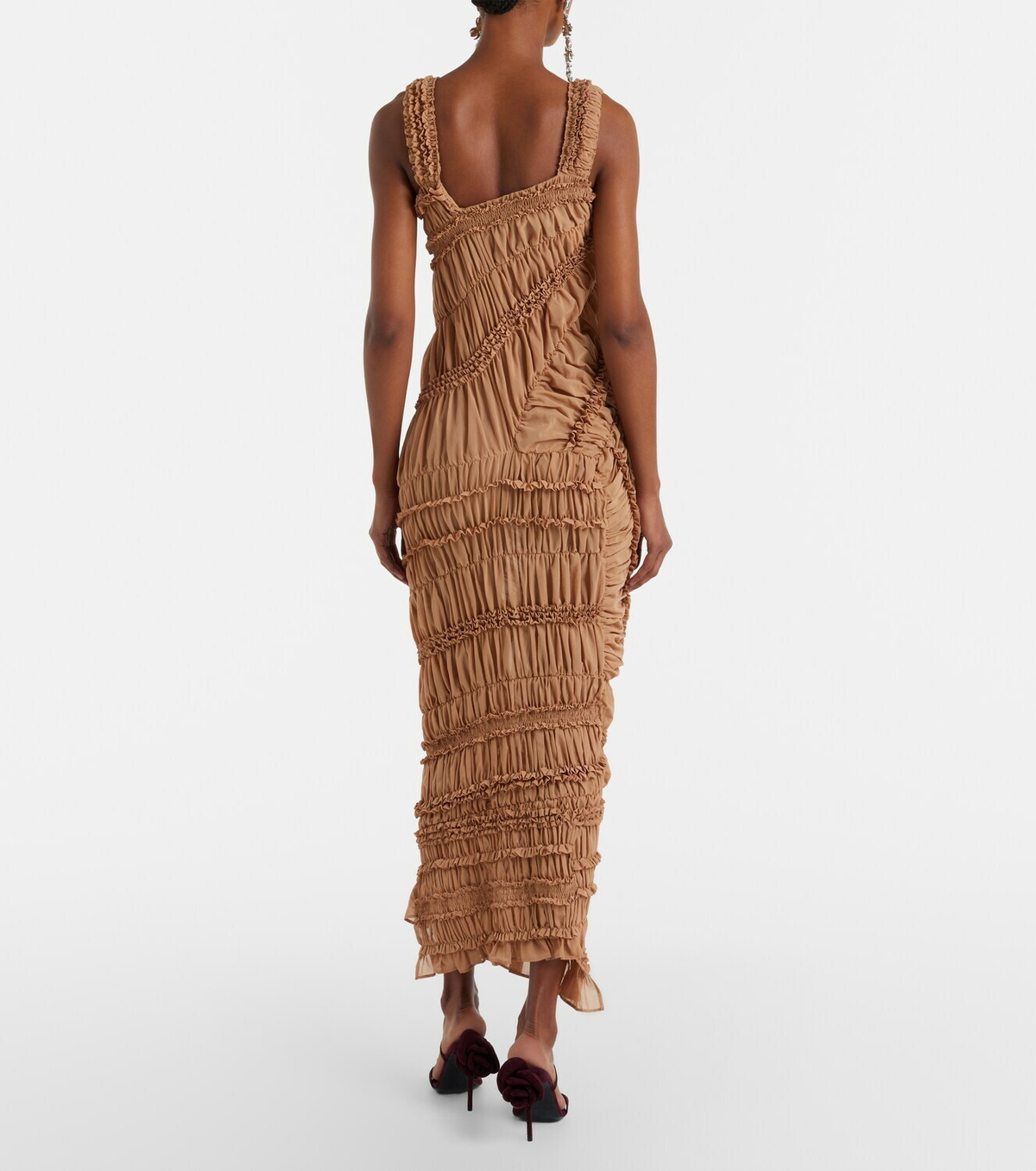 Magda Butrym Ruched ruffled cotton midi dress
