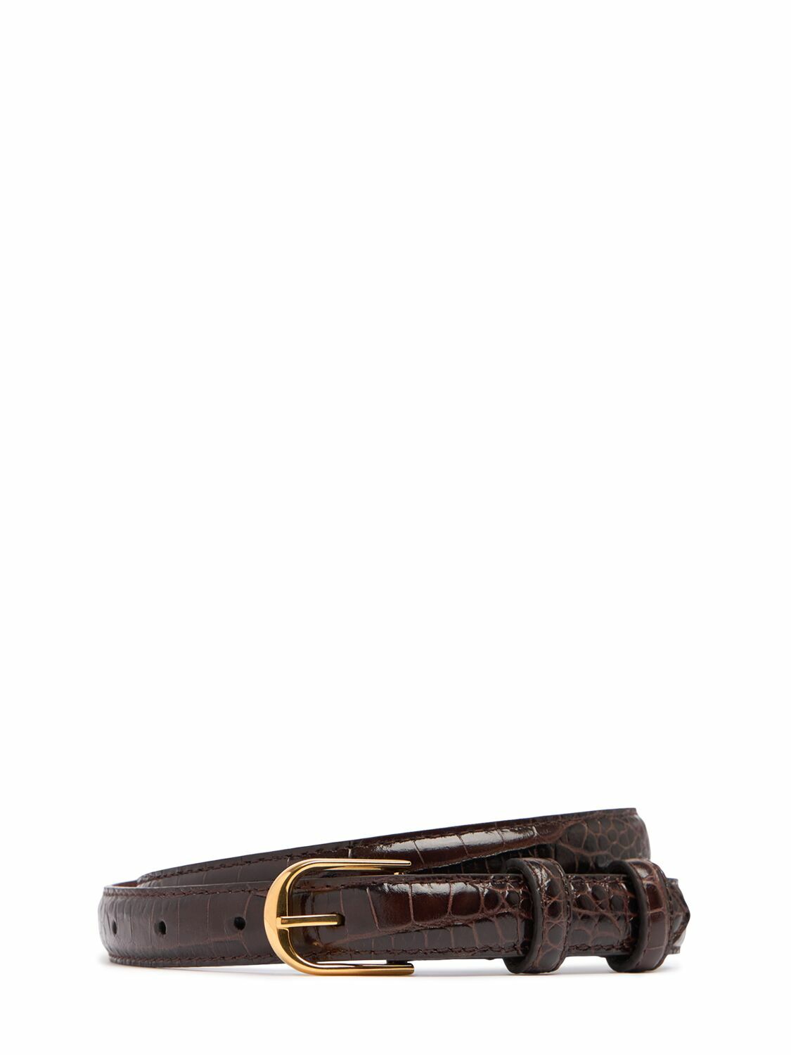 【Nili Lotan】 Jane 20mm snake-effectレザーベルト Jane 20mm snake-effect leather belt in brown - Nili Lotan