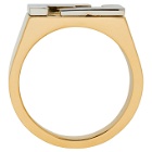Fendi Gold and Silver Forever Fendi Logo Signet Ring