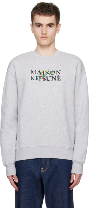 Photo: Maison Kitsuné Gray Flowers Sweatshirt