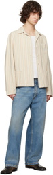 Maison Margiela Beige & Blue Cotton Striped Shirt
