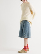 THE ELDER STATESMAN - Teddy Racing Cashmere, Baby Alpaca and Silk-Blend Bouclé Sweater - White