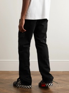 Off-White - Wave Off Tapered Cotton-Canvas Cargo Trousers - Black