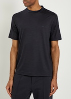 Emporio Armani Logo-embroidered Wool T-shirt Navy