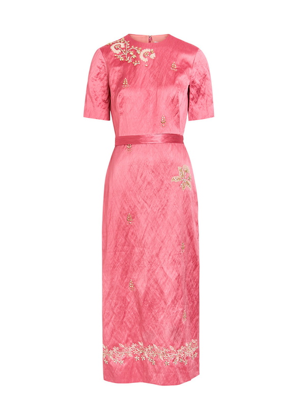 Photo: Erdem Embellished Satin Midi Dress Pink