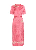 Erdem Embellished Satin Midi Dress Pink