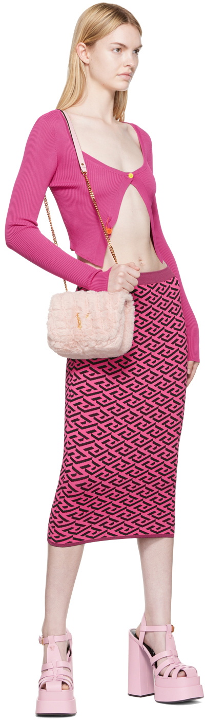 VERSACE Faux Fur Quilted Virtus Shoulder Bag English Rose - The