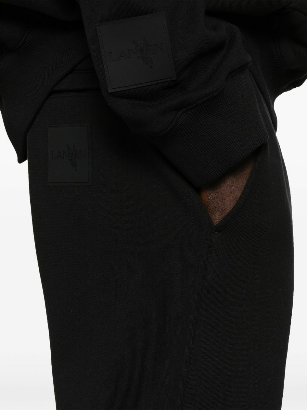 Lanvin Black Logo-Embroidered Cotton Track Pants