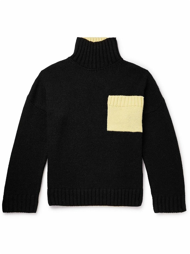 Photo: JW Anderson - Oversized Logo-Embroidered Knitted Rollneck Sweater - Black