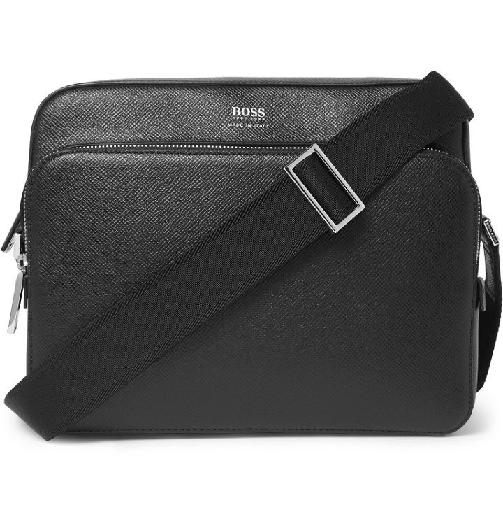 Photo: Hugo Boss - Cross-Grain Leather Messenger Bag - Black