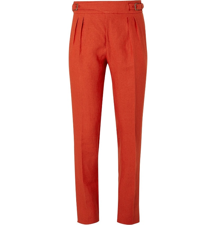 Photo: Anderson & Sheppard - Pleated Linen Trousers - Red