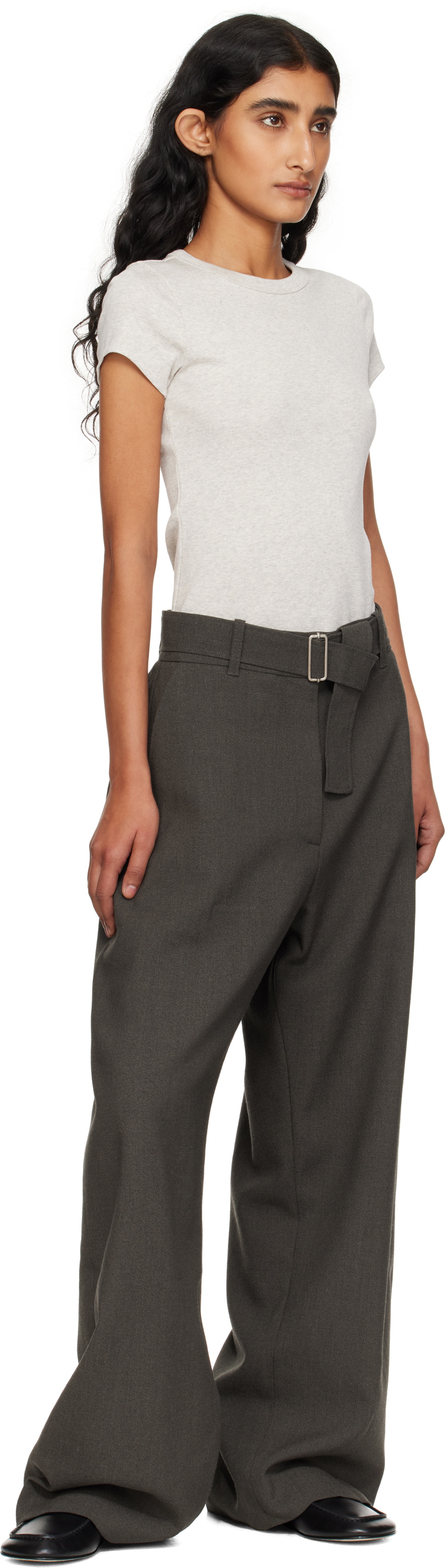 Studio Nicholson Taupe Belted Round Leg Trousers