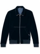 TOM FORD - Cotton-Blend Velour Zip-Up Sweatshirt - Blue