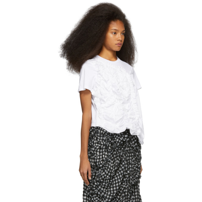 Chika Kisada White Ruffled and Shirred T-Shirt