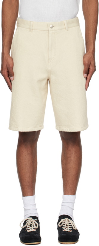 Photo: Solid Homme Off-White Cotton Twill Shorts
