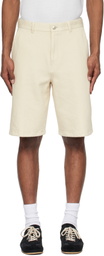 Solid Homme Off-White Cotton Twill Shorts