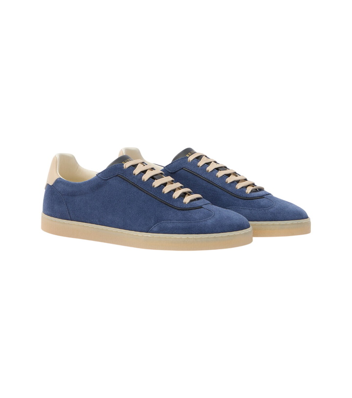 Photo: Brunello Cucinelli Leather-trimmed suede sneakers