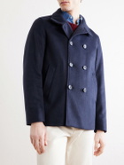 Herno - Double-Breasted Woven Coat - Blue