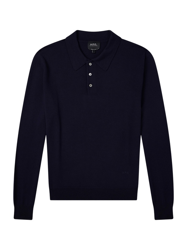 Photo: A.P.C. - Riou Virgin Wool Polo Shirt - Blue