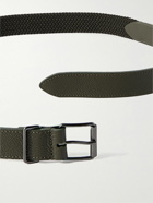 Anderson's - 3cm Leather-Trimmed Woven Elastic Belt - Gray